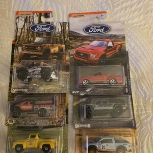Ford Matchbox Toy Car Collection - Black, Red, Yellow